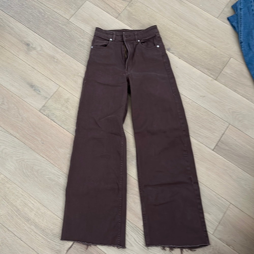 brown jeans wide leg